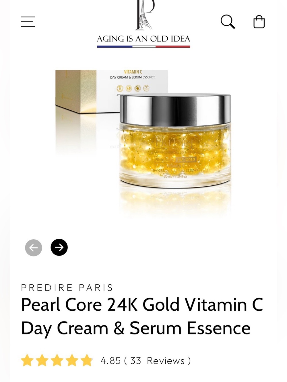 Preside Pearl Core 24K Gold Vitamin C Day Cream & Serum Essence - Gold